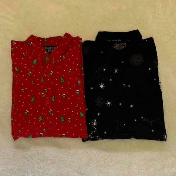 2 Urban Heritage Happy Holidays Casual Shirts Men Sz XL Christmas All Over Print - Picture 1 of 15